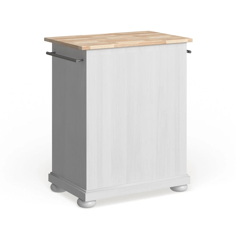 Alexandria Wood Top Portable Kitchen Island in White Finish - 18d x 31w x 33.5h