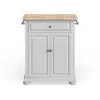 Alexandria Wood Top Portable Kitchen Island in White Finish - 18d x 31w x 33.5h