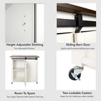 SEI Furniture Lankershim Modern Farmhouse White Wood Kitchen Cart