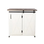 SEI Furniture Lankershim Modern Farmhouse White Wood Kitchen Cart