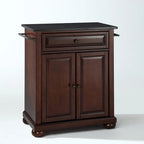 Alexandria Solid Black Granite Top Portable Kitchen Island in Vintage Mahogany Finish - 18d x 31w x 33.5h