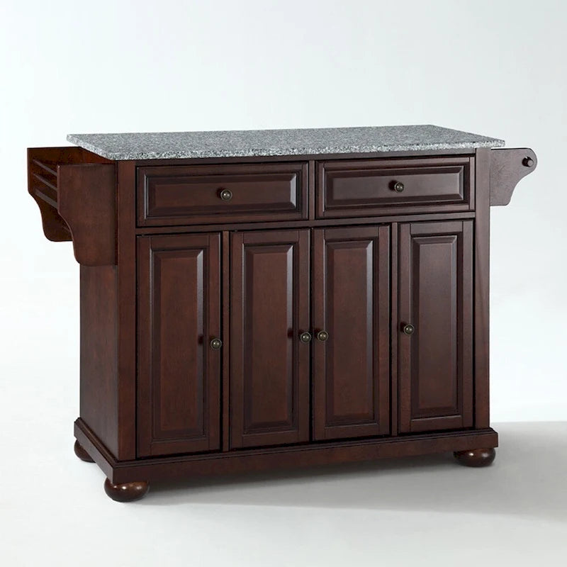 Alexandria Solid Granite Top Kitchen Island in Vintage Mahogany Finish - 18d x 51.5w x 34h