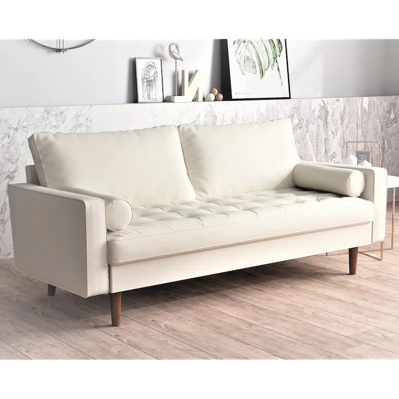 US Pride Faux Leather Mid-century Modern Sofa