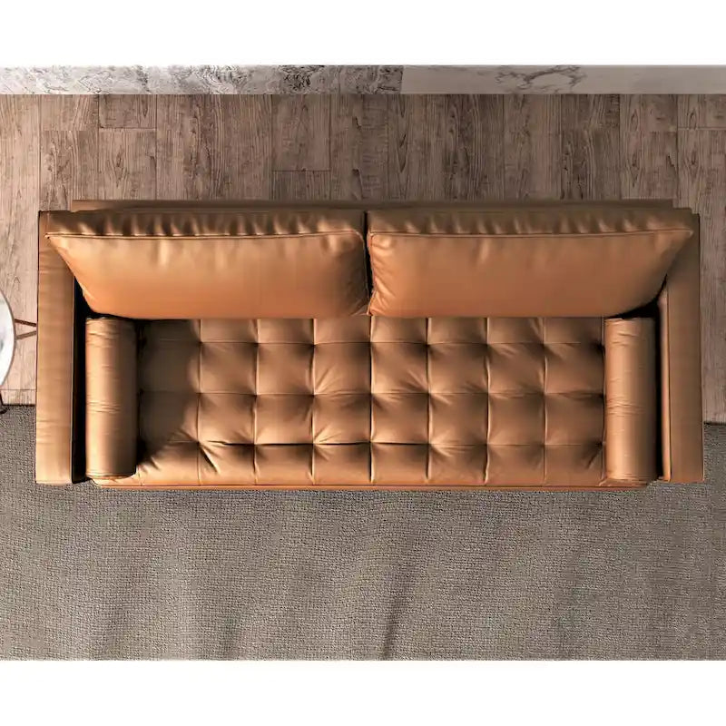 US Pride Faux Leather Mid-century Modern Sofa