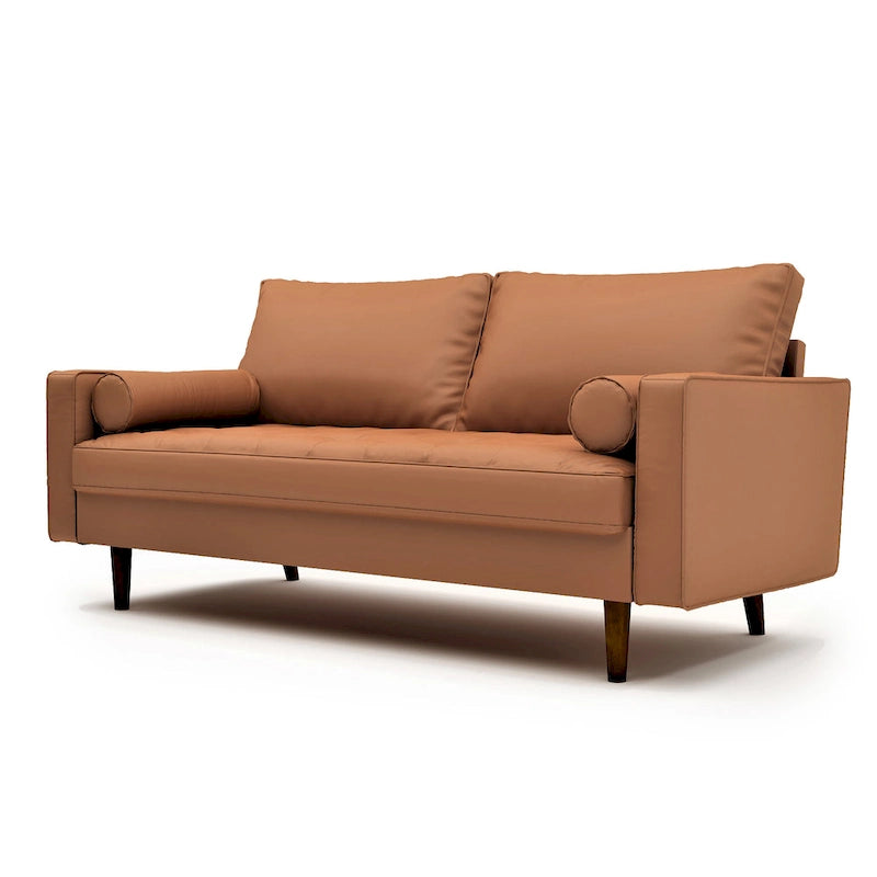 US Pride Faux Leather Mid-century Modern Sofa