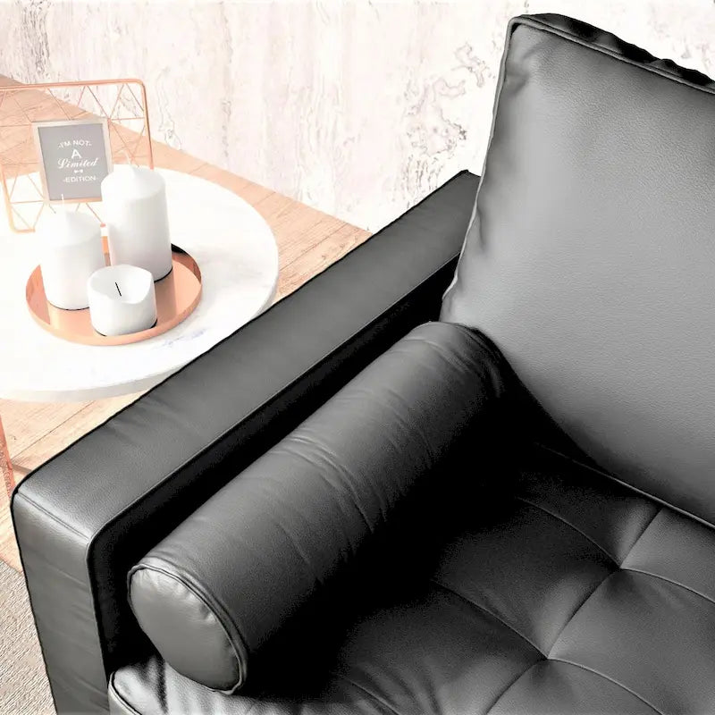 US Pride Faux Leather Mid-century Modern Sofa