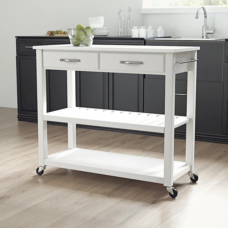  Full Size Granite Top Kitchen Prep Cart - 43W x 17D x 35H