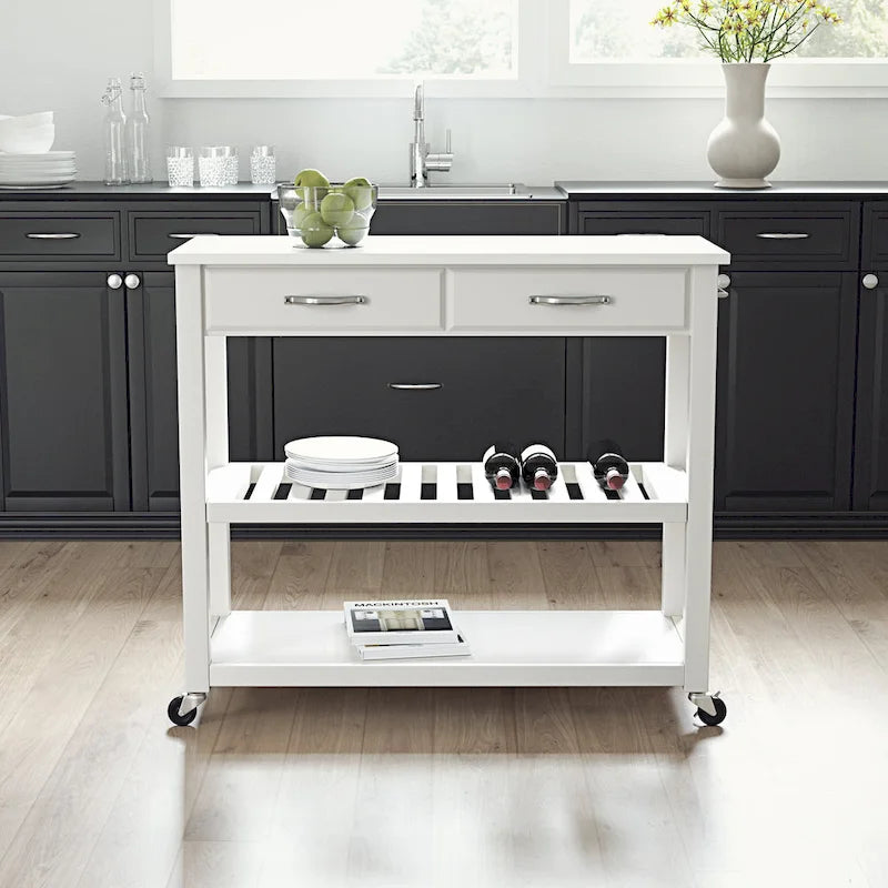 Full Size Granite Top Kitchen Prep Cart - 43W x 17D x 35H