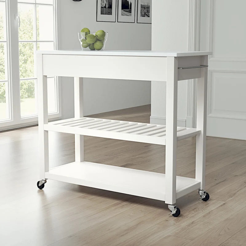 Full Size Granite Top Kitchen Prep Cart - 43W x 17D x 35H