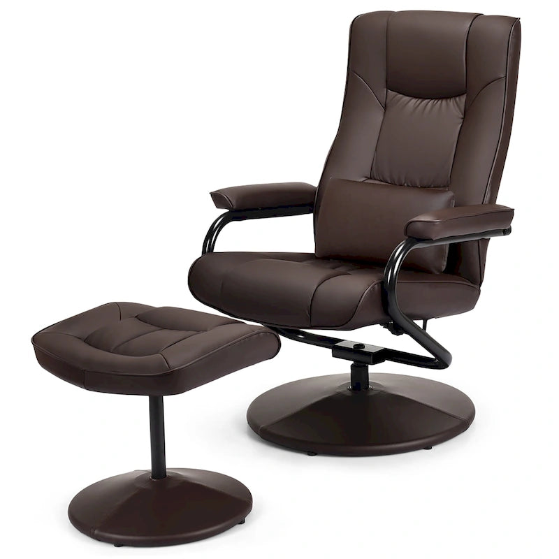 Recliner Chair 360 Degree Swivel PU Leather Chair with Footrest