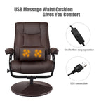 Recliner Chair 360 Degree Swivel PU Leather Chair with Footrest