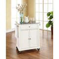  White Finish Solid Granite Top Portable Kitchen Cart/Island - 18d x 31w x 35.5h