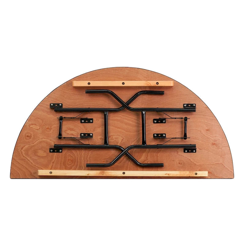5-Foot Half-Round Wood Folding Banquet Table - Event & Catering Table