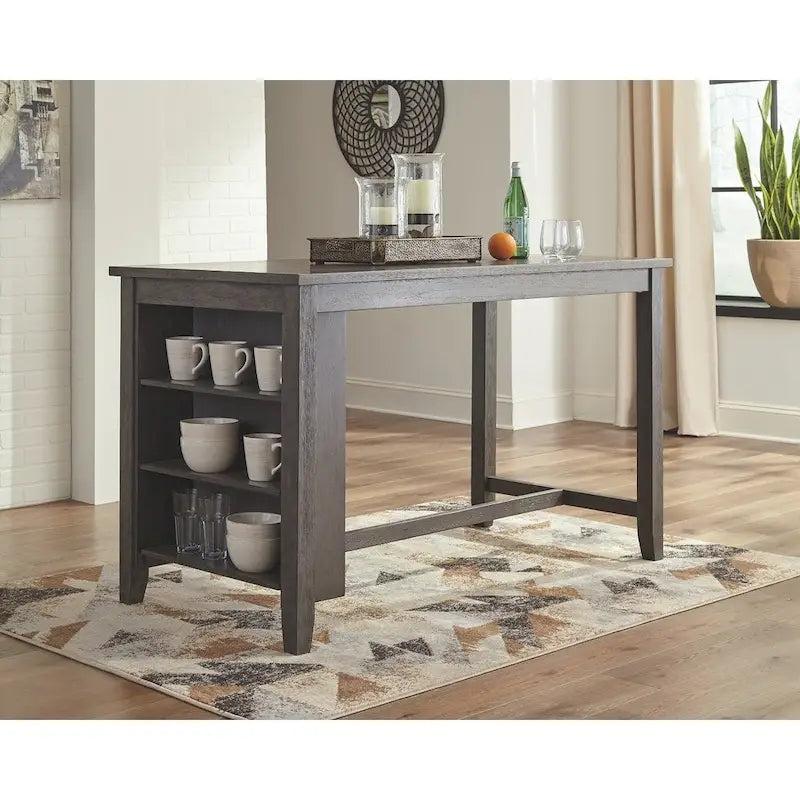 Caitbrook Rectangular Counter Height Dining Table with Storage - Gray