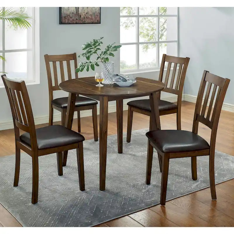 Dohl Transitional Walnut 5-Piece Dining Table Set by Furniture of America
