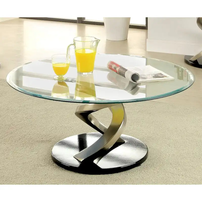 Sele Contemporary Silver 38-inch Glass Coffee Table by Furniture of America