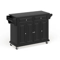 Black Wood Kitchen Cart/ Island with Solid Black Granite Top - 18d x 51.5w x 36h
