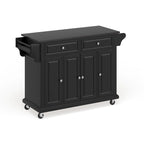 Black Wood Kitchen Cart/ Island with Solid Black Granite Top - 18d x 51.5w x 36h