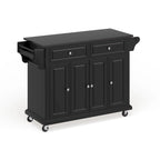 Black Wood Kitchen Cart/ Island with Solid Black Granite Top - 18d x 51.5w x 36h