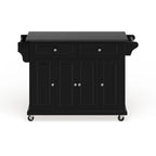 Black Wood Kitchen Cart/ Island with Solid Black Granite Top - 18d x 51.5w x 36h