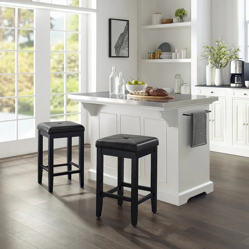 Julia Island with Upholstered Square Stools - 53d x 50w x 36h