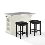 Julia Island with Upholstered Square Stools - 53d x 50w x 36h