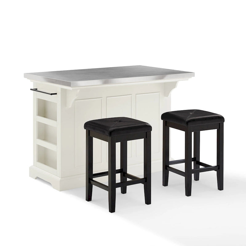 Julia Island with Upholstered Square Stools - 53d x 50w x 36h