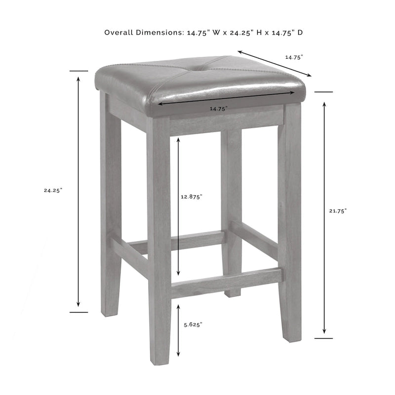 Julia Island with Upholstered Square Stools - 53d x 50w x 36h