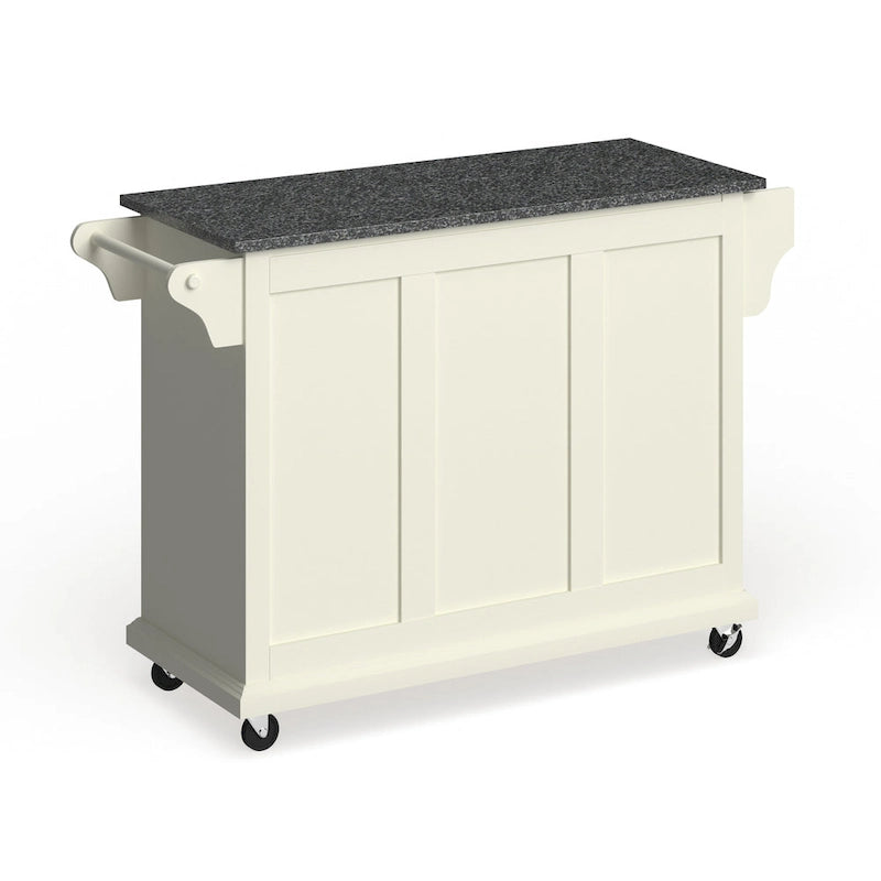 Full Size White Wood and Granite Top Kitchen Cart - 18d x 51.5w x 36h