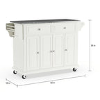 Full Size White Wood and Granite Top Kitchen Cart - 18d x 51.5w x 36h