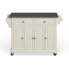 Full Size White Wood and Granite Top Kitchen Cart - 18d x 51.5w x 36h