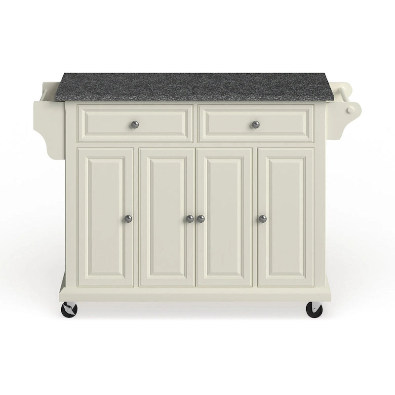 Full Size White Wood and Granite Top Kitchen Cart - 18d x 51.5w x 36h