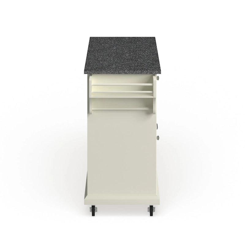 Full Size White Wood and Granite Top Kitchen Cart - 18d x 51.5w x 36h