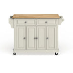 Full Size White Natural Wood Top Kitchen Cart Island - 18d x 51.5w x 36h