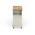 Full Size White Natural Wood Top Kitchen Cart Island - 18d x 51.5w x 36h