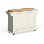 Full Size White Natural Wood Top Kitchen Cart Island - 18d x 51.5w x 36h