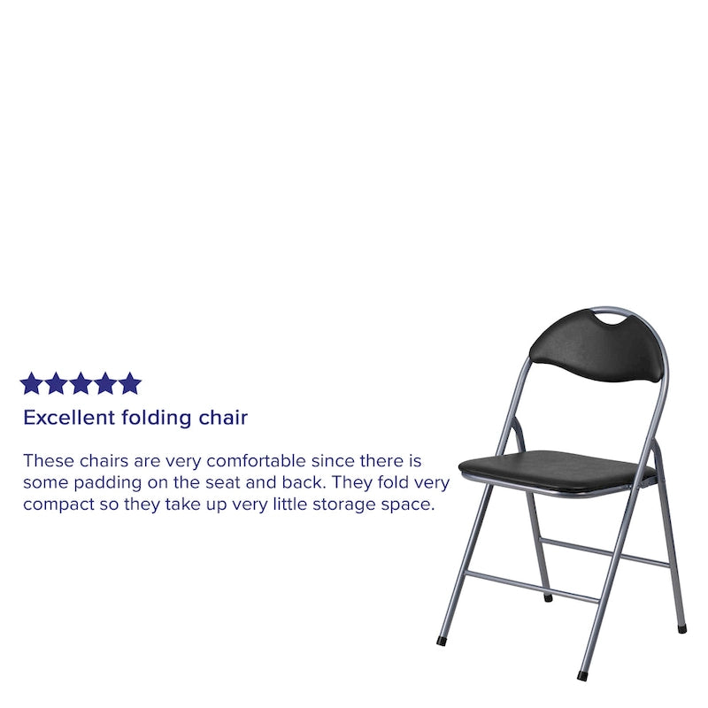 2 Pack 300 lb. Capacity Vinyl Metal Folding Chair with Carrying Handle