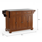 Alexandria Stainless Steel Top Full Size Kitchen Island/Cart - 18d x 51.5w x 34h