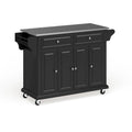 Full Size Black Finish Stainless Steel Top Kitchen Cart/ Island - 18d x 51.5w x 36h