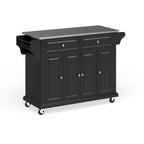 Full Size Black Finish Stainless Steel Top Kitchen Cart/ Island - 18d x 51.5w x 36h