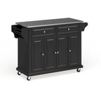 Full Size Black Finish Stainless Steel Top Kitchen Cart/ Island - 18d x 51.5w x 36h