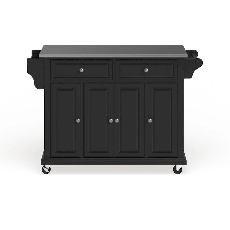 Full Size Black Finish Stainless Steel Top Kitchen Cart/ Island - 18d x 51.5w x 36h