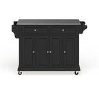 Full Size Black Finish Stainless Steel Top Kitchen Cart/ Island - 18d x 51.5w x 36h