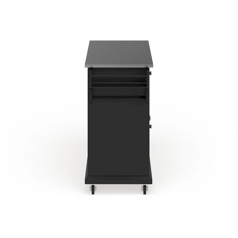 Full Size Black Finish Stainless Steel Top Kitchen Cart/ Island - 18d x 51.5w x 36h