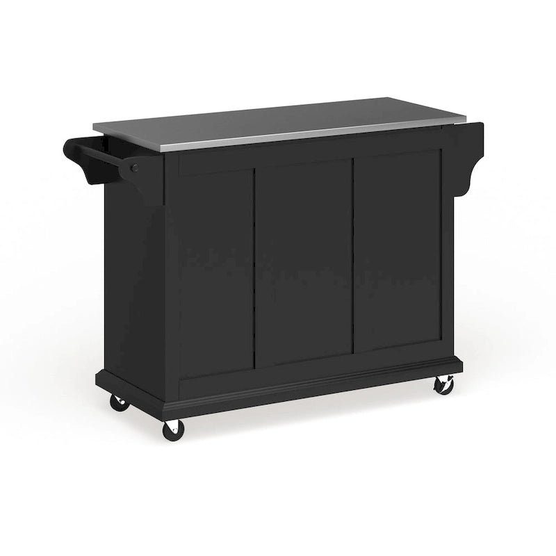 Full Size Black Finish Stainless Steel Top Kitchen Cart/ Island - 18d x 51.5w x 36h