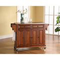  Stainless Steel Top Classic Cherry Finish Kitchen Cart/Island - 18d x 51.5w x 36h