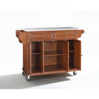 Stainless Steel Top Classic Cherry Finish Kitchen Cart/Island - 18d x 51.5w x 36h