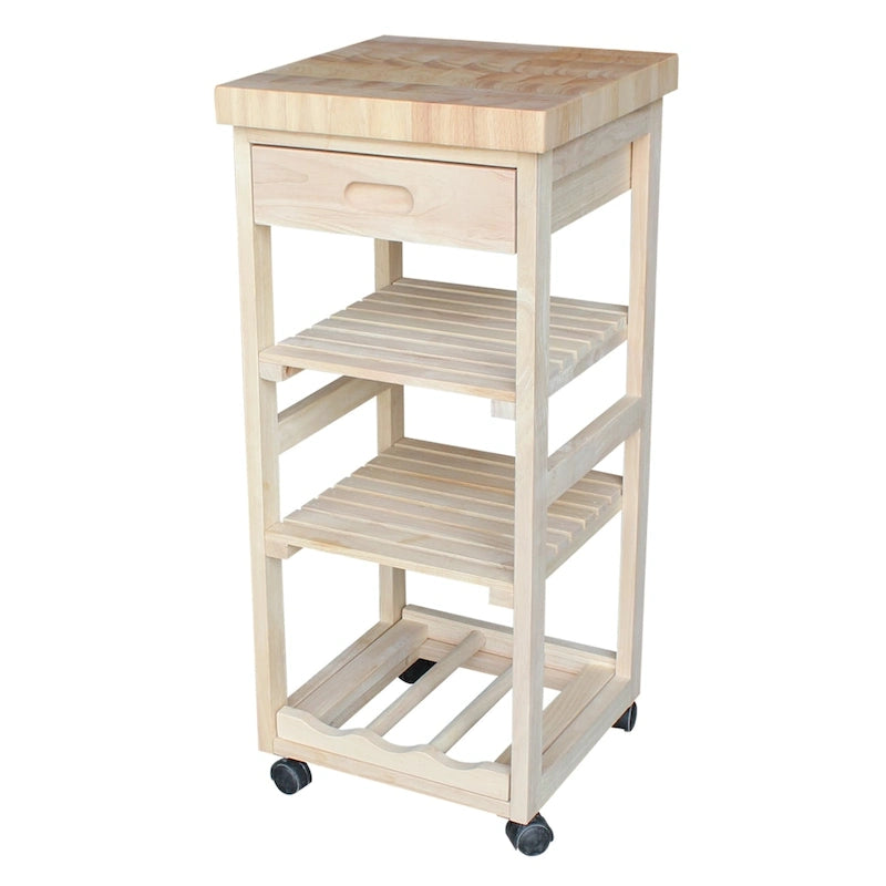 Estelle Unfinished Solid Parawood Kitchen Trolley