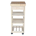 Estelle Unfinished Solid Parawood Kitchen Trolley