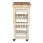 Estelle Unfinished Solid Parawood Kitchen Trolley